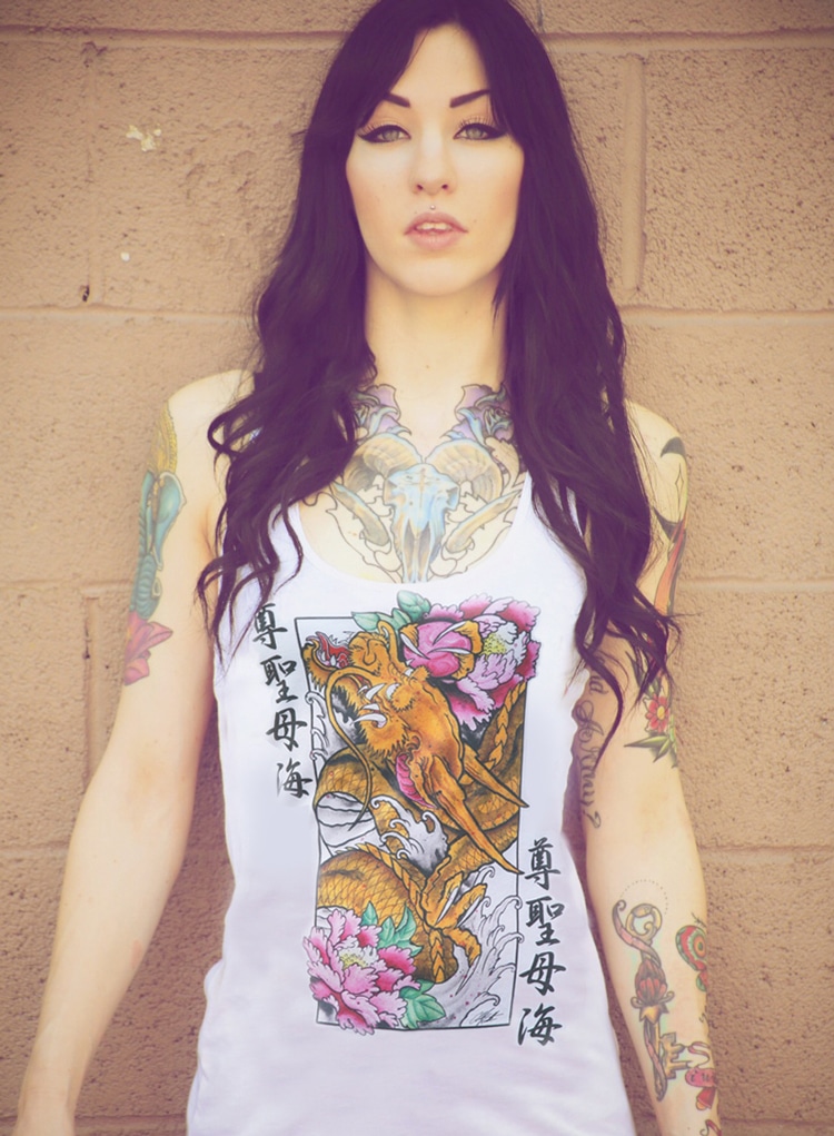 Golden Dragon - Women's Racer Back Tank Top - Image 2
