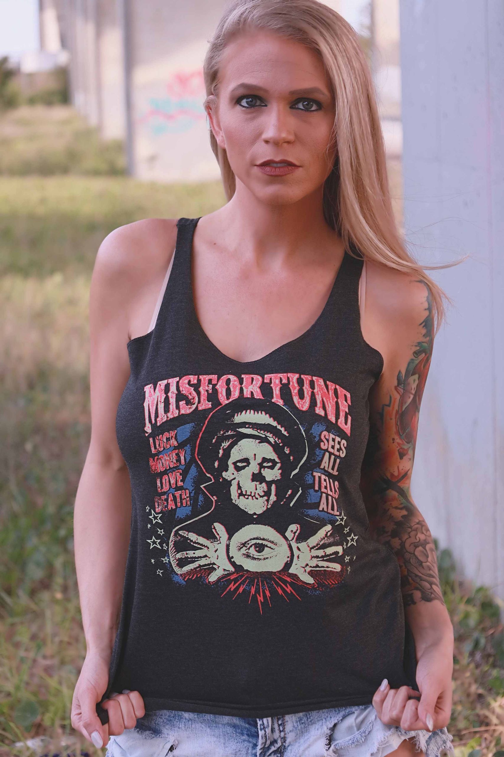 Misfortune - Women's Unfinished Racer Back Tank Top - Image 4