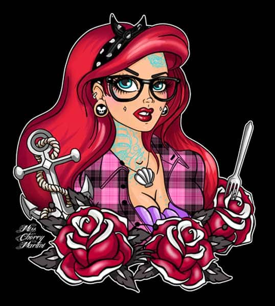 Tattooed Mermaid - Women's V-Neck T-Shirt - Image 5