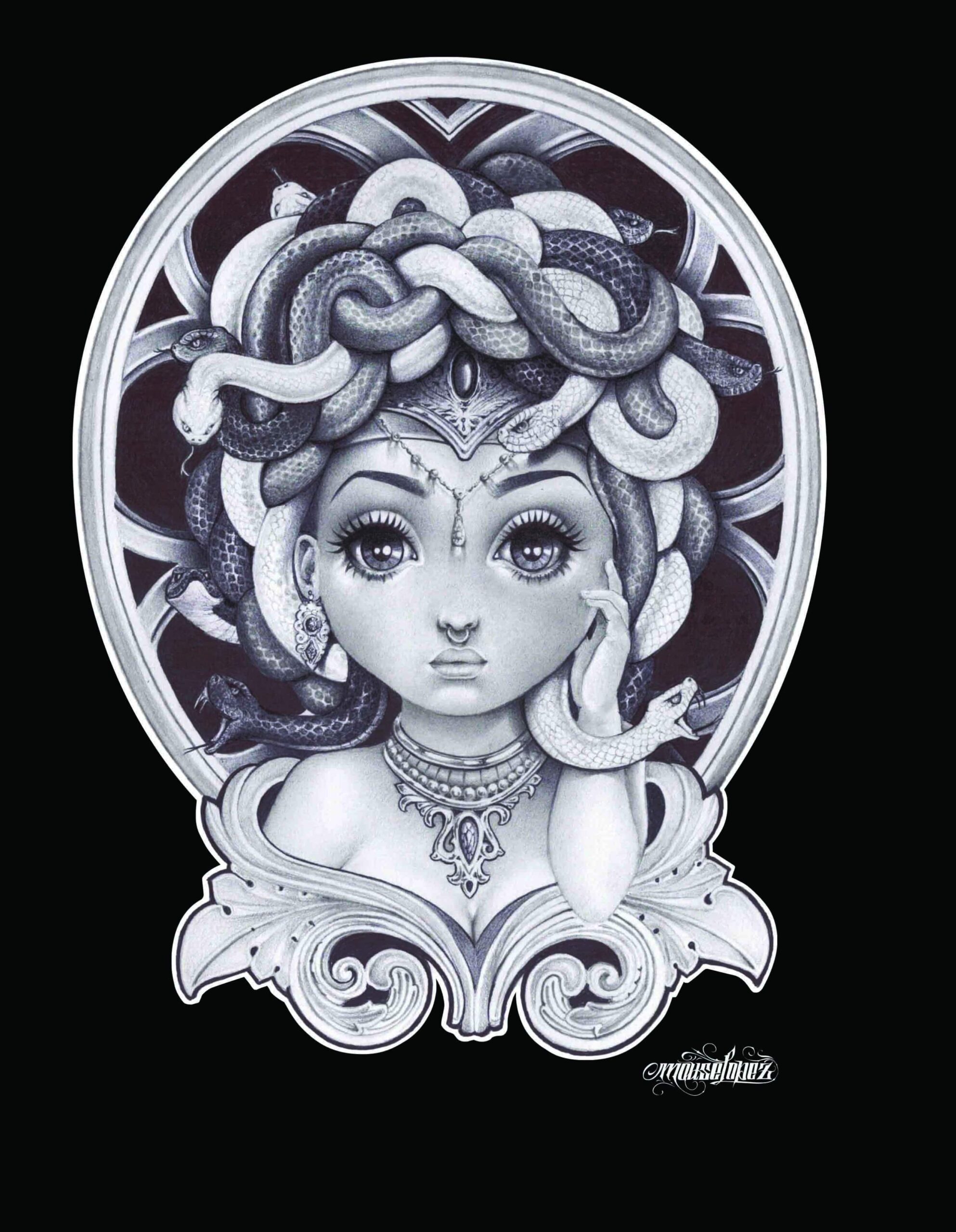 Lil Medusa - Women's V-Neck T-Shirt - Image 2