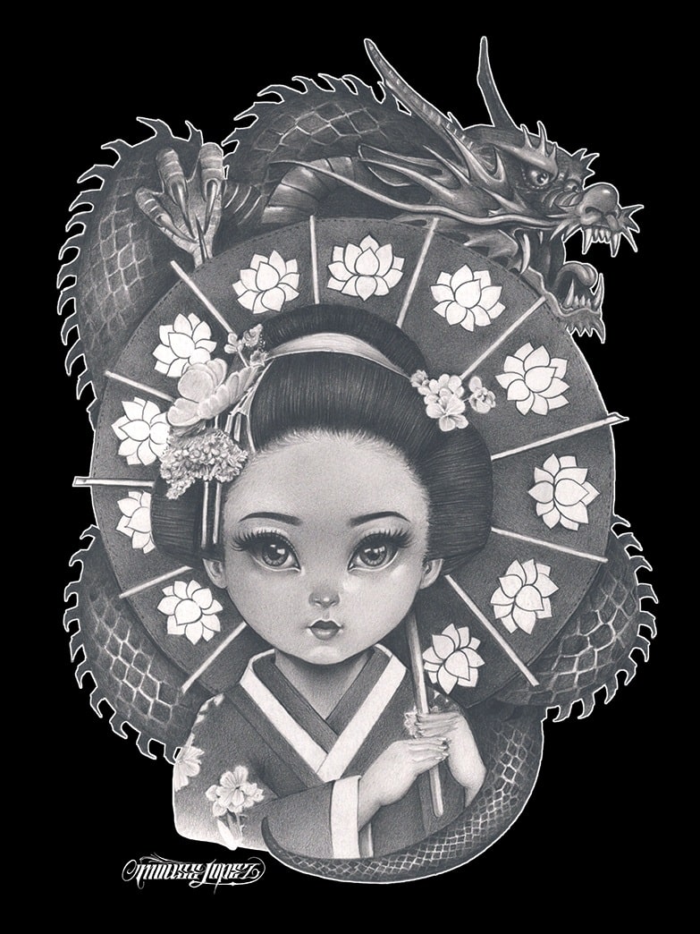 Lil Geisha - Women's Loose Neck T-Shirt - Image 2