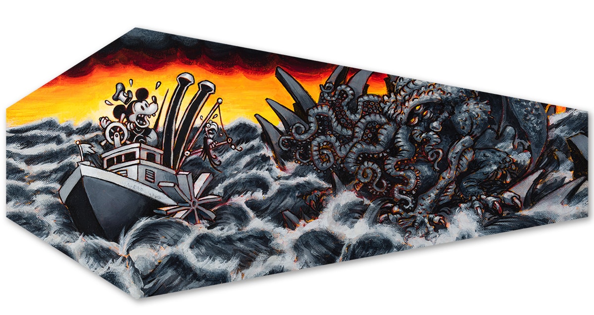 Steamboat Cthulhu - Stretched Canvas Coffin