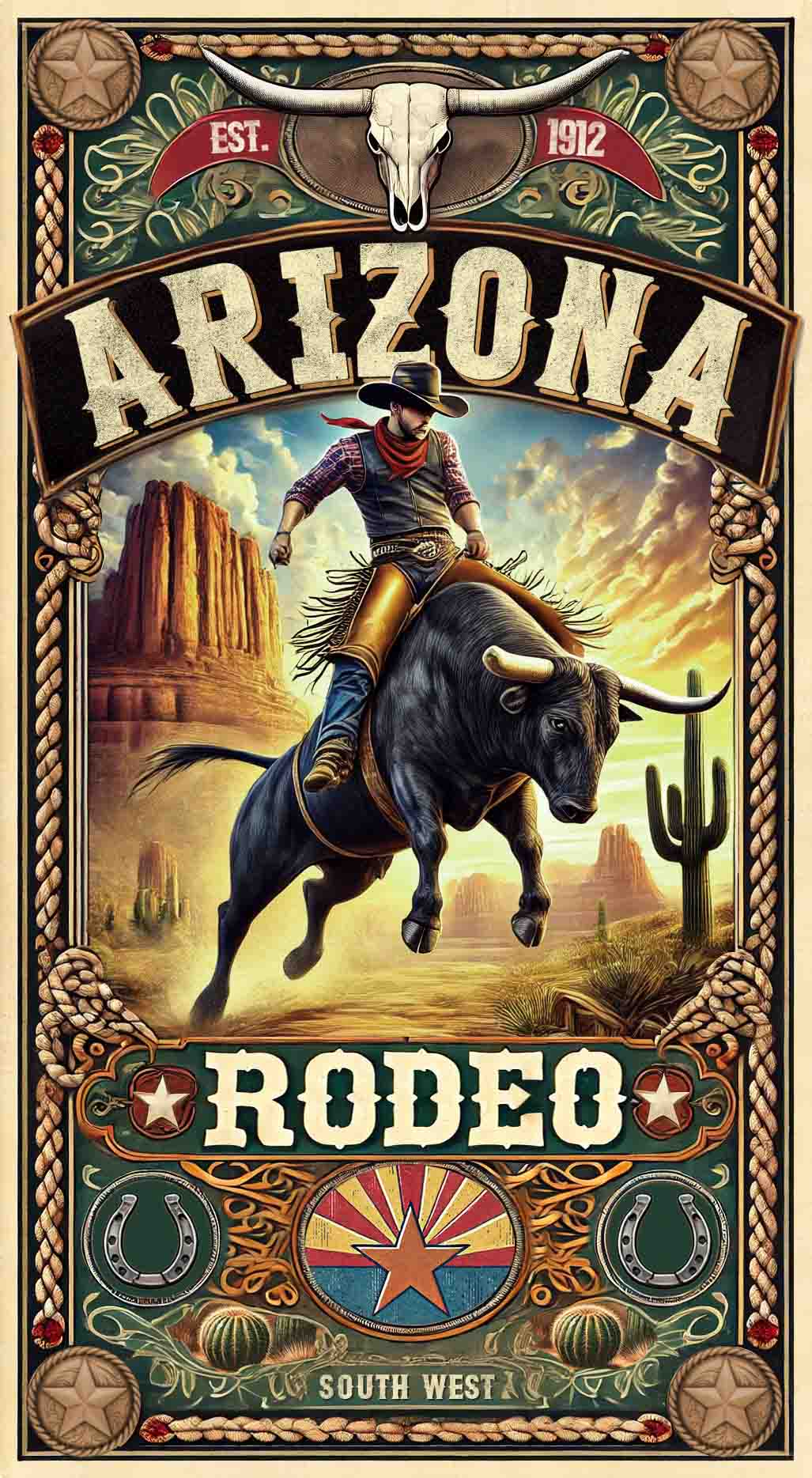 Arizona Rodeo Poster - Art Print / Wall Art / Western Decor