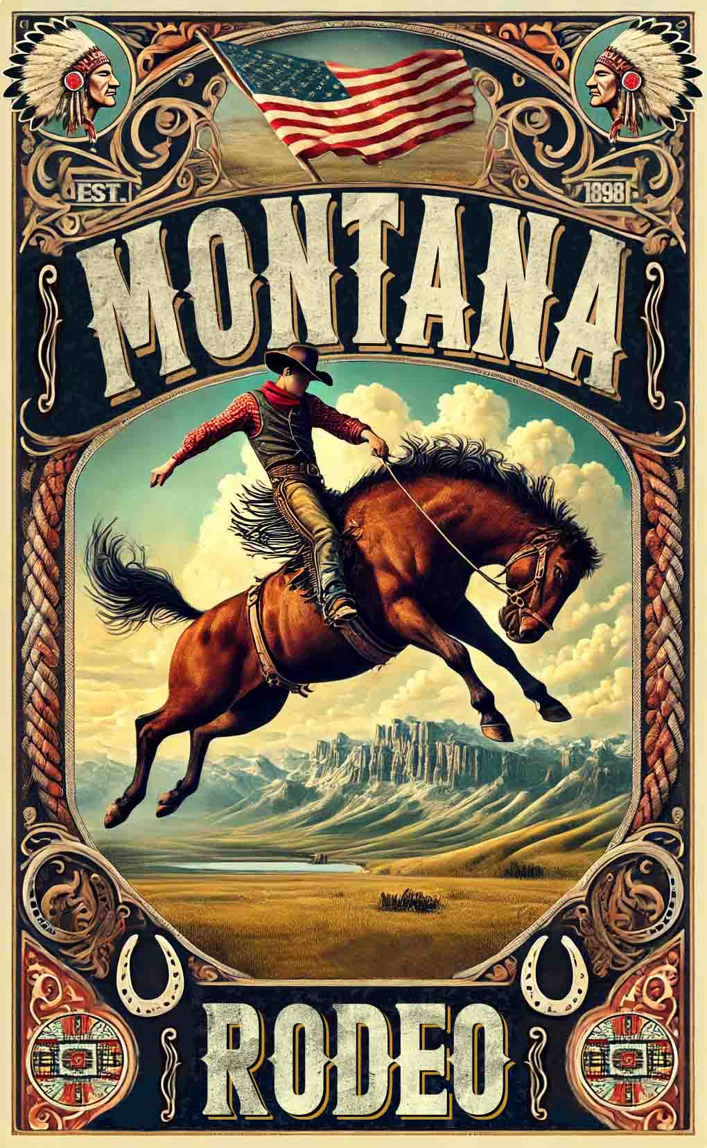 Montana Rodeo Poster - Art Print / Wall Art / Western Decor