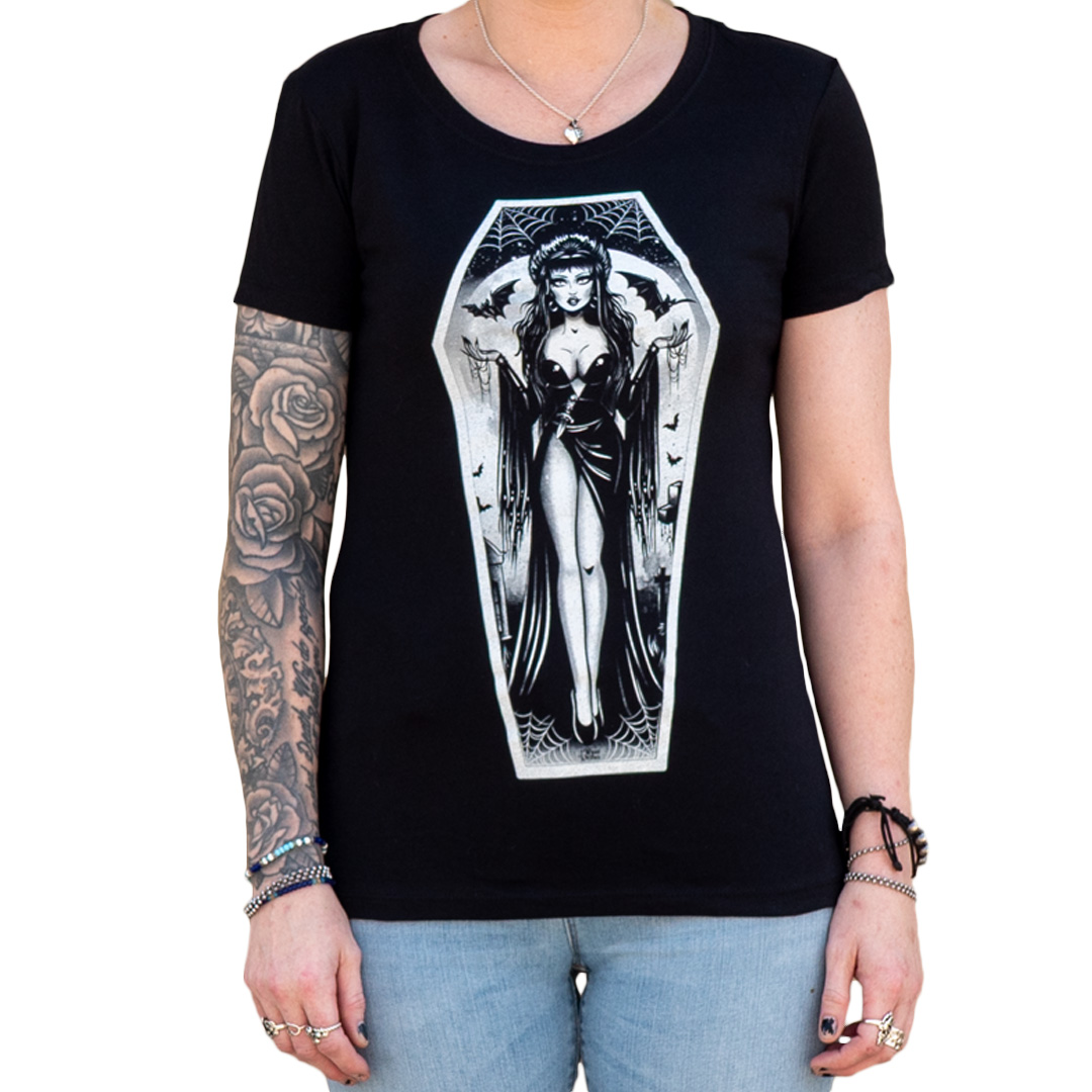 MISTRESS VIRA - Women's Loose Neck T-Shirt | Goth Tee | Elvira TShirt