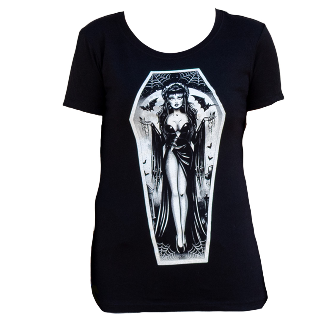 MISTRESS VIRA - Women's Loose Neck T-Shirt | Goth Tee | Elvira TShirt - Image 5