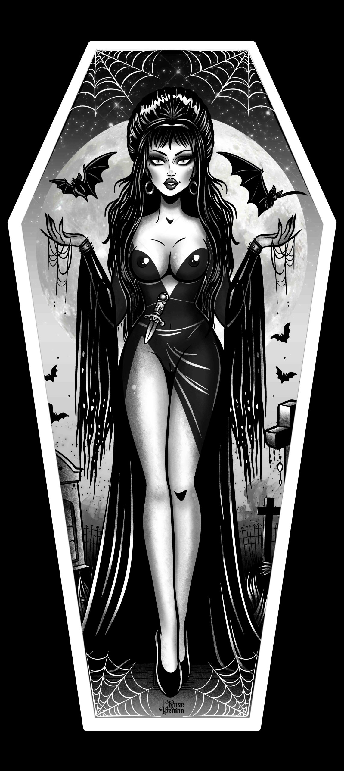 MISTRESS VIRA - Women's Loose Neck T-Shirt | Goth Tee | Elvira TShirt - Image 4