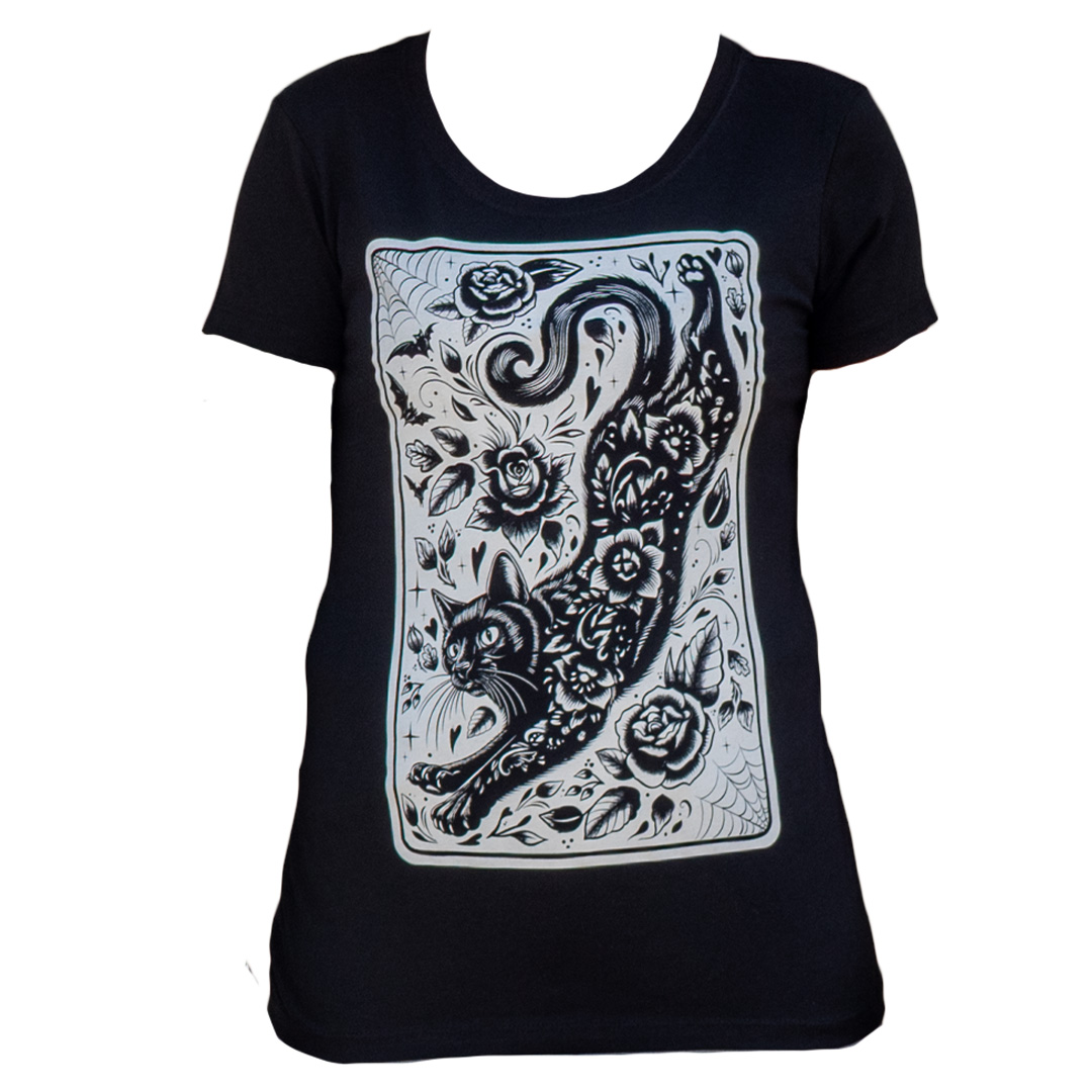 SPIRIT ANIMAL - Women's Loose Neck T-Shirt | Goth Tee | Cat TShirt - Image 5