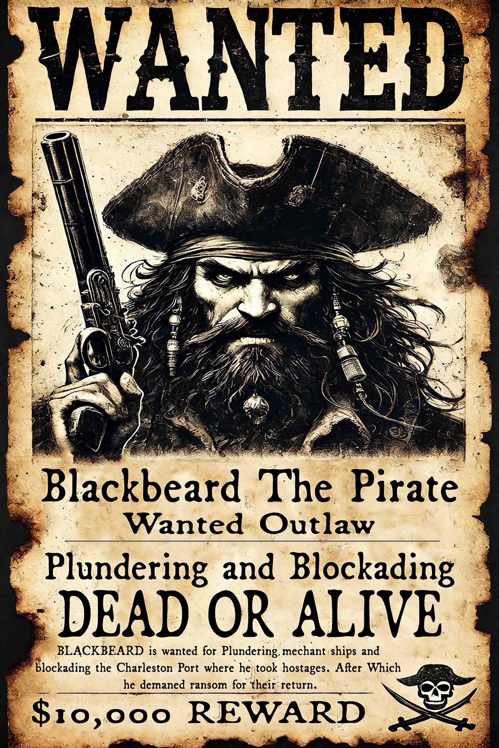 BLACK BEARD WANTED Art Prints