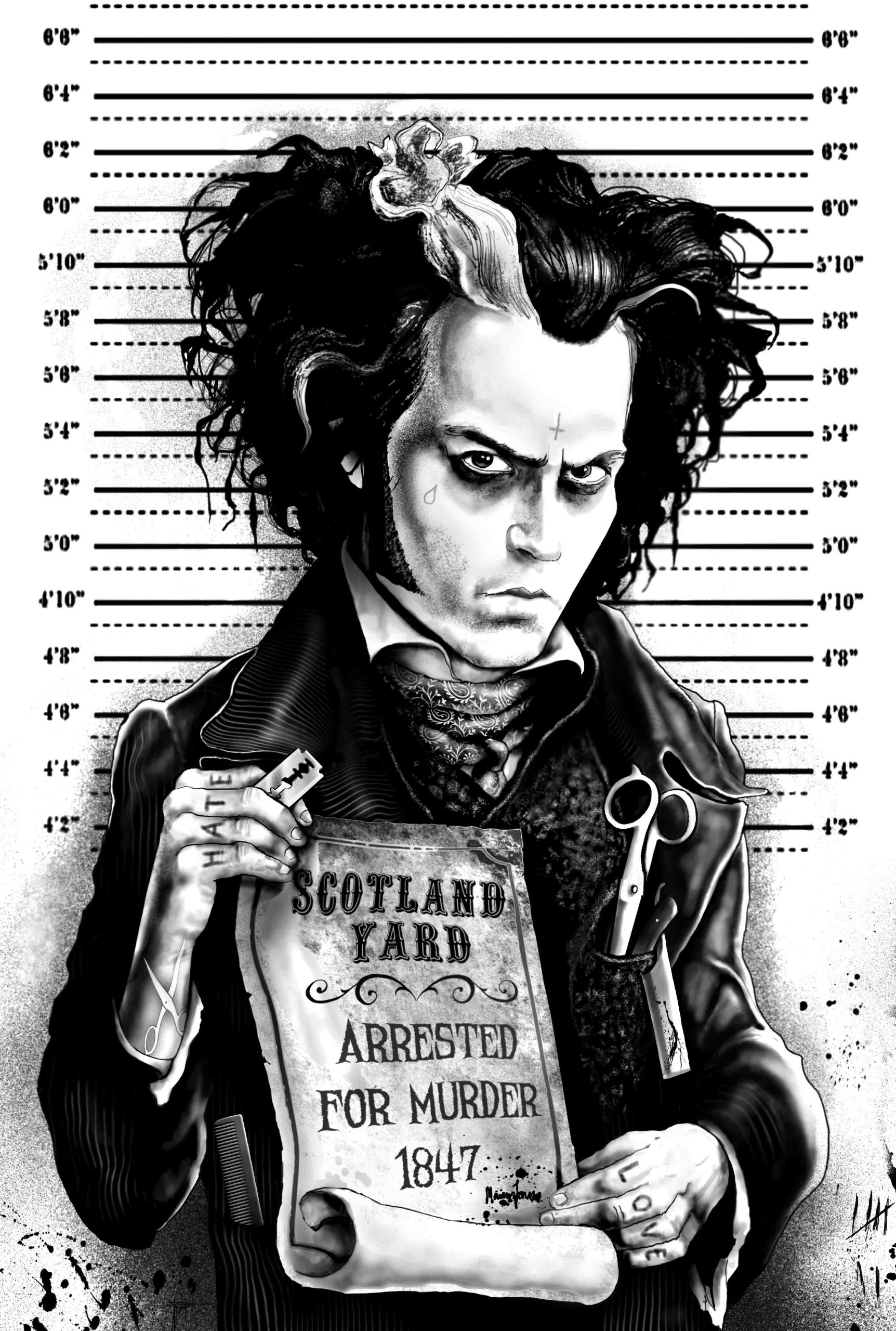 TODD MUGSHOT - Johnny Depp Sweeney Todd Movie Art Print