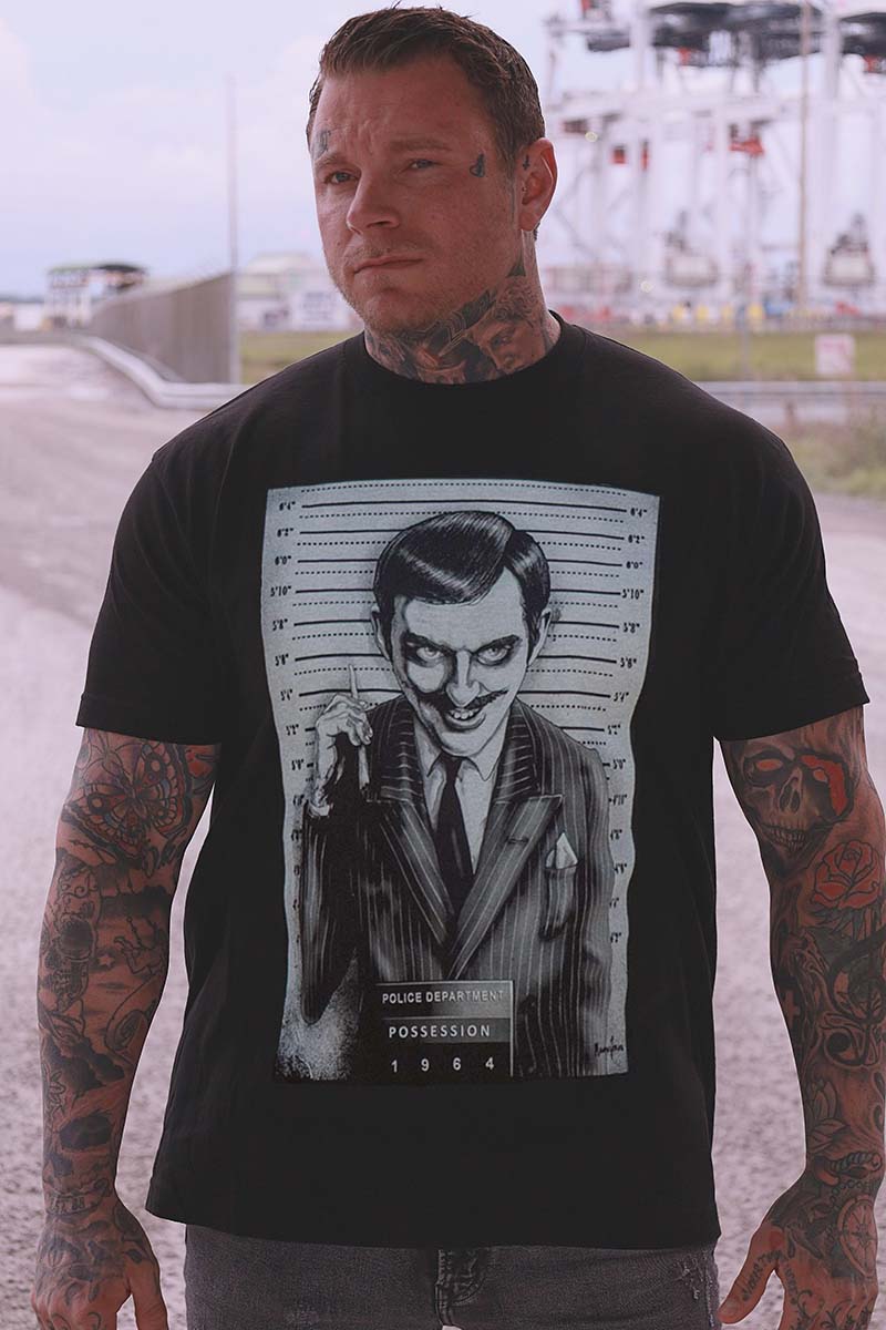 GOMEZ - Men's T-Shirt | Gomez Addams Family Mugshot - Image 2