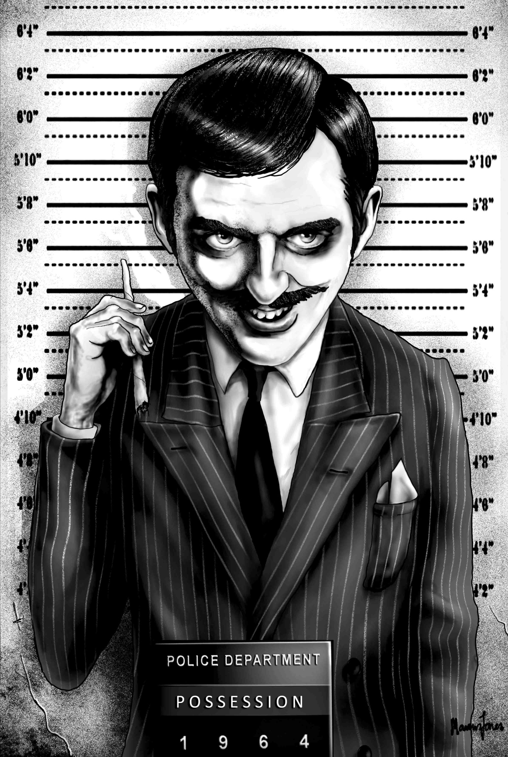GOMEZ - Men's T-Shirt | Gomez Addams Family Mugshot - Image 3