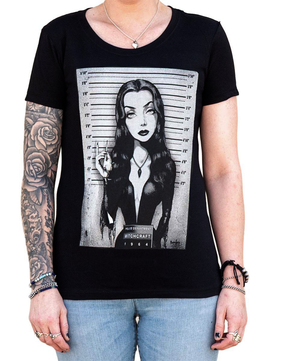 MORTICIA - Women's Loose Neck T-Shirt | Morticia Addams Family Mugshot TShirt