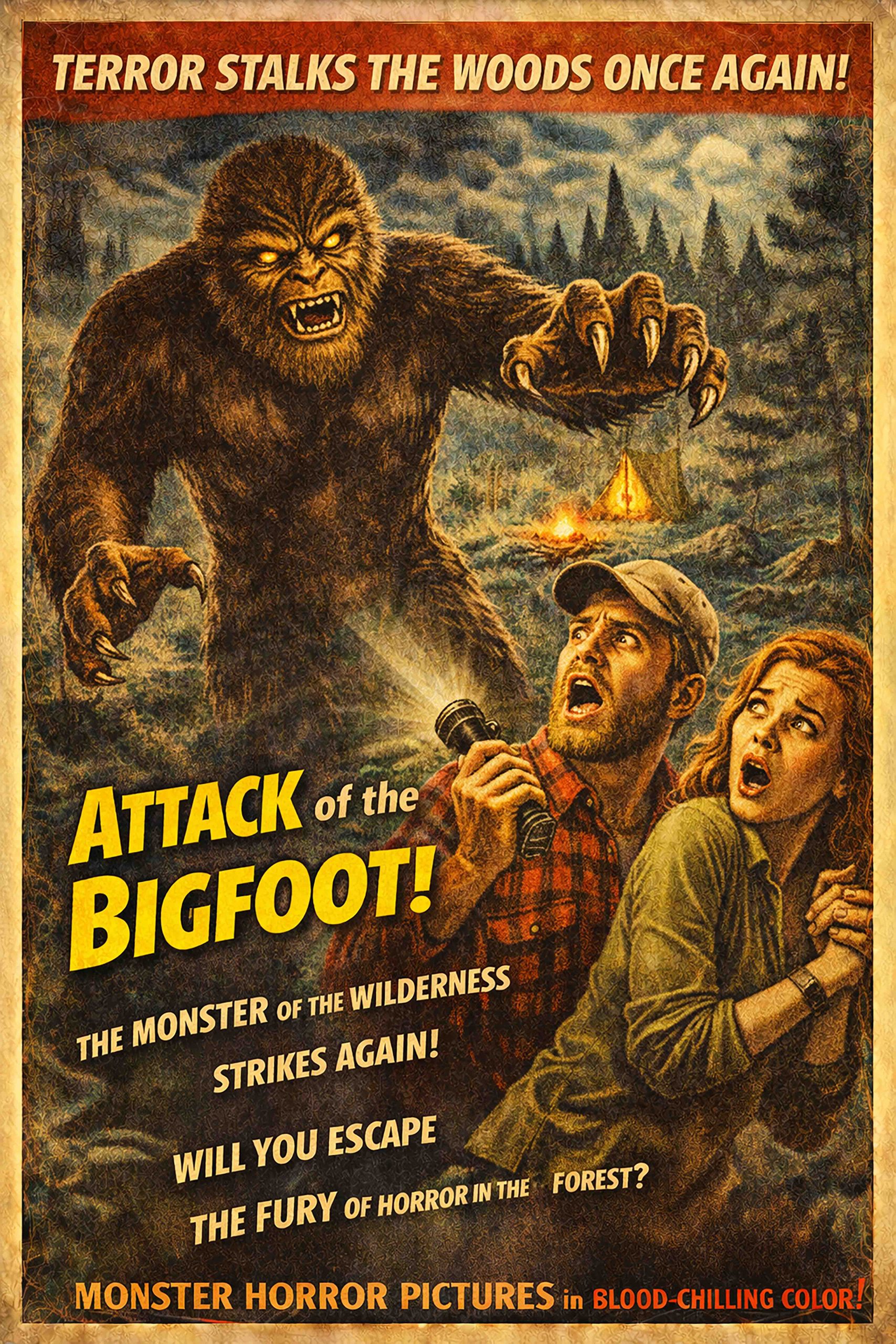 ATTACK OF THE BIG FOOT - Horror Movie Art Prints