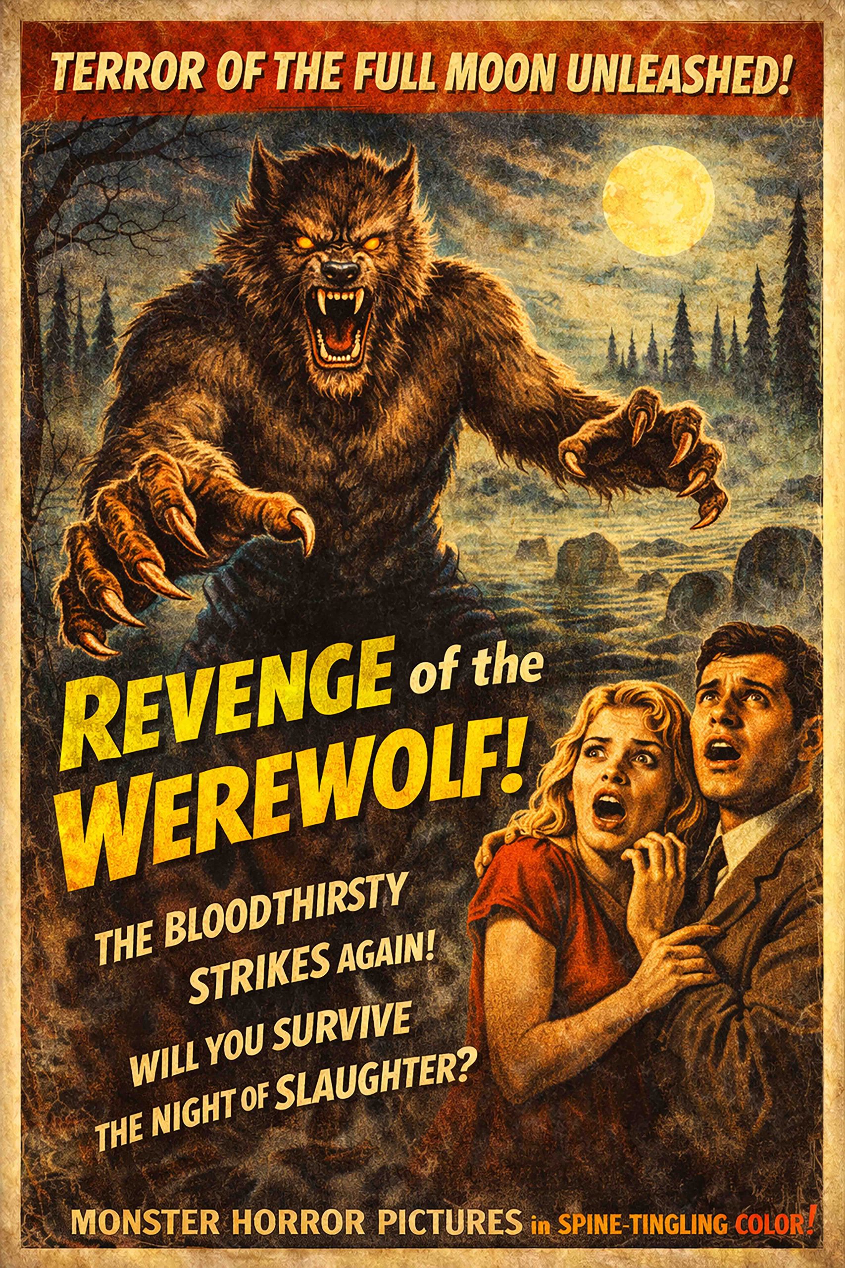 REVENGE OF THE WEREWOLF - Horror Movie Art Prints